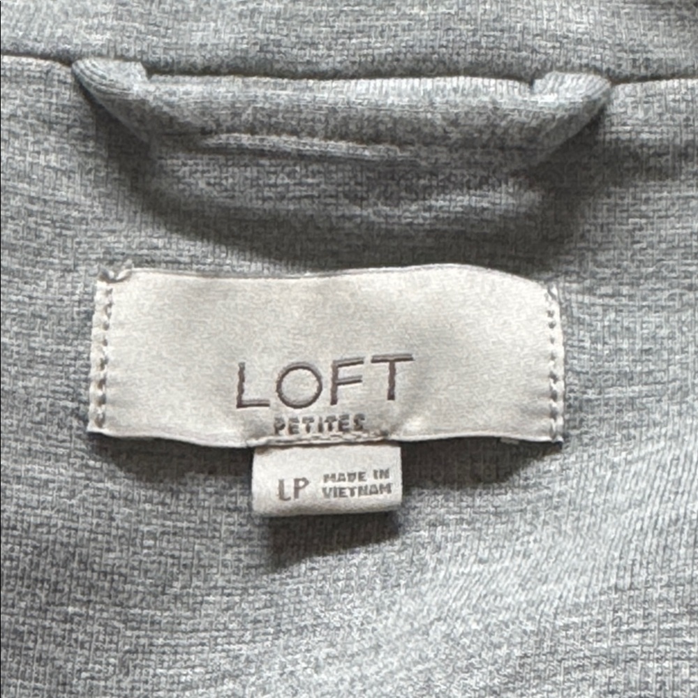 LOFT Petites light Gray Knit Ponte single front Blazer front Pockets Sz LP NWT - Picture 5 of 10